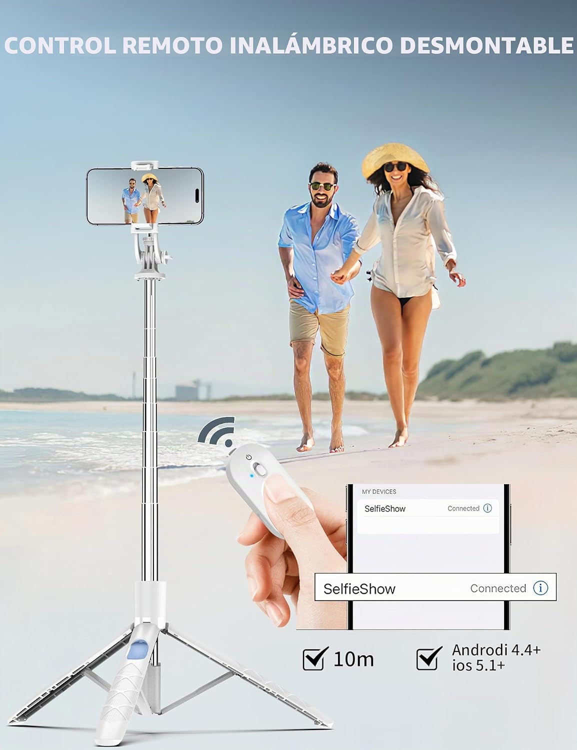 180CM Palo Selfie Trípode, Tripode Para Movil Extensible, Trípode De Teléfono Flexible Con Control Remoto Desmontable, 360 ° Rotación, Compatible Con Iphone 15 14 13 12 11 Pro, Android, Gopro, Cámara