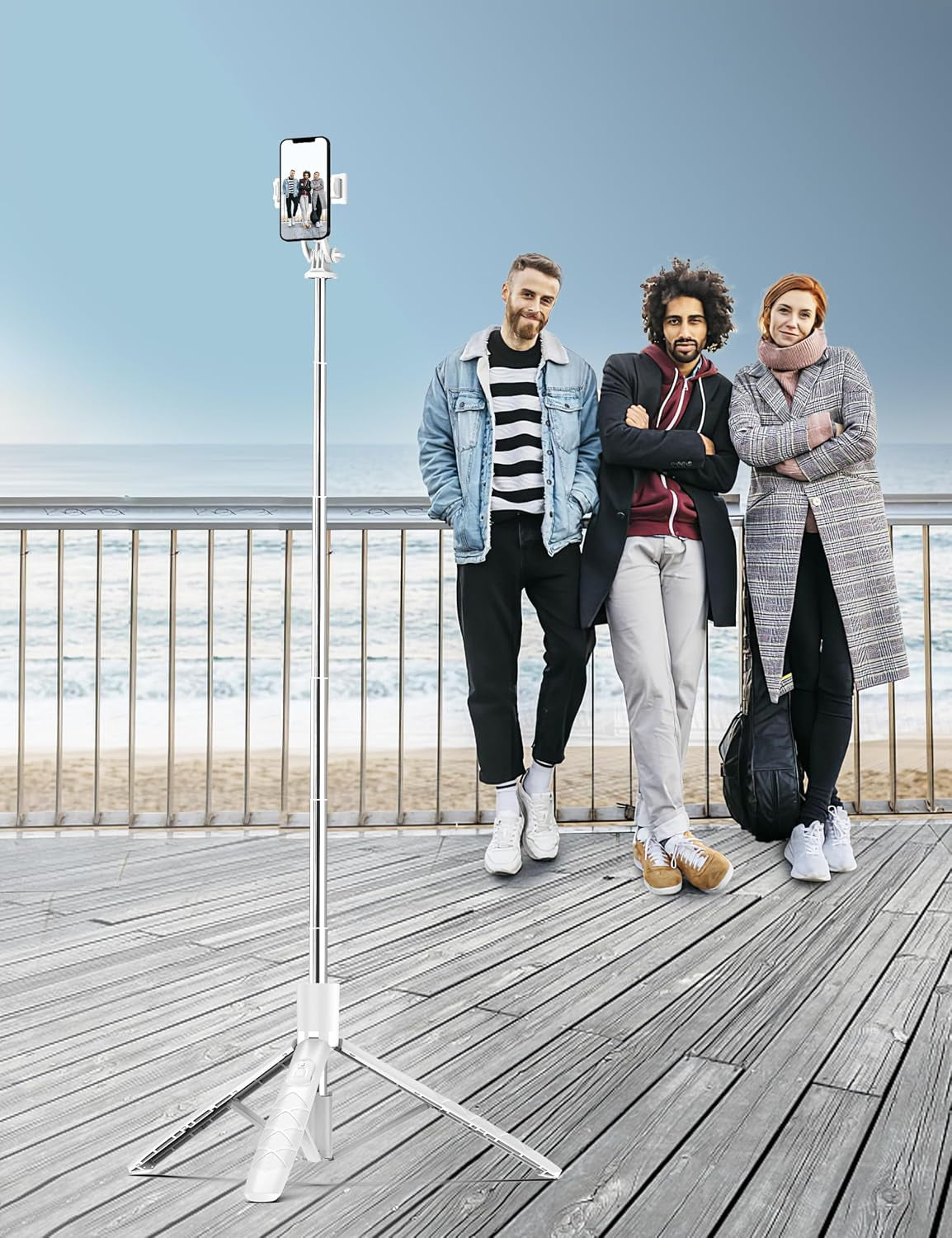 180CM Palo Selfie Trípode, Tripode Para Movil Extensible, Trípode De Teléfono Flexible Con Control Remoto Desmontable, 360 ° Rotación, Compatible Con Iphone 15 14 13 12 11 Pro, Android, Gopro, Cámara